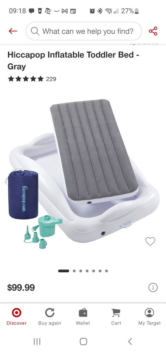 Hiccapop Inflatable Toddler Bed