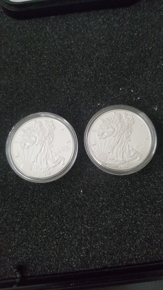 2,, 0ne dollar silver eagle 2021 type 1 pure silver proof coin