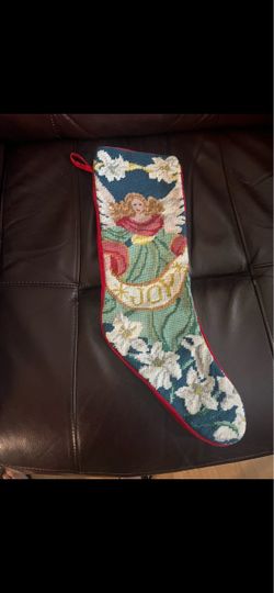 Needlepoint Christmas Stocking Angel Joy