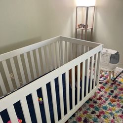 White Wood Baby Crib 