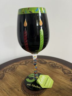 Lolita "Love My Wine 50 And Fabulous" 15oz Hand Painted Wine Glass