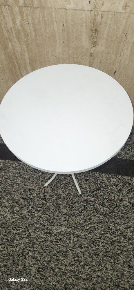 Patio Side Table 18x25 Painted From Original Color Metal Legs Wood Surface