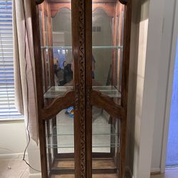 Wooden Lighted China Curio Caninet