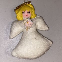 Vtg Angel Kitschy Felt Christmas Ornaments Handmade Ornament