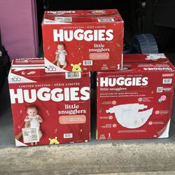 New Boxes Huggies Diapers Size 1 (380Diapers) 2 Boxes 148 Each & 1 Box 84