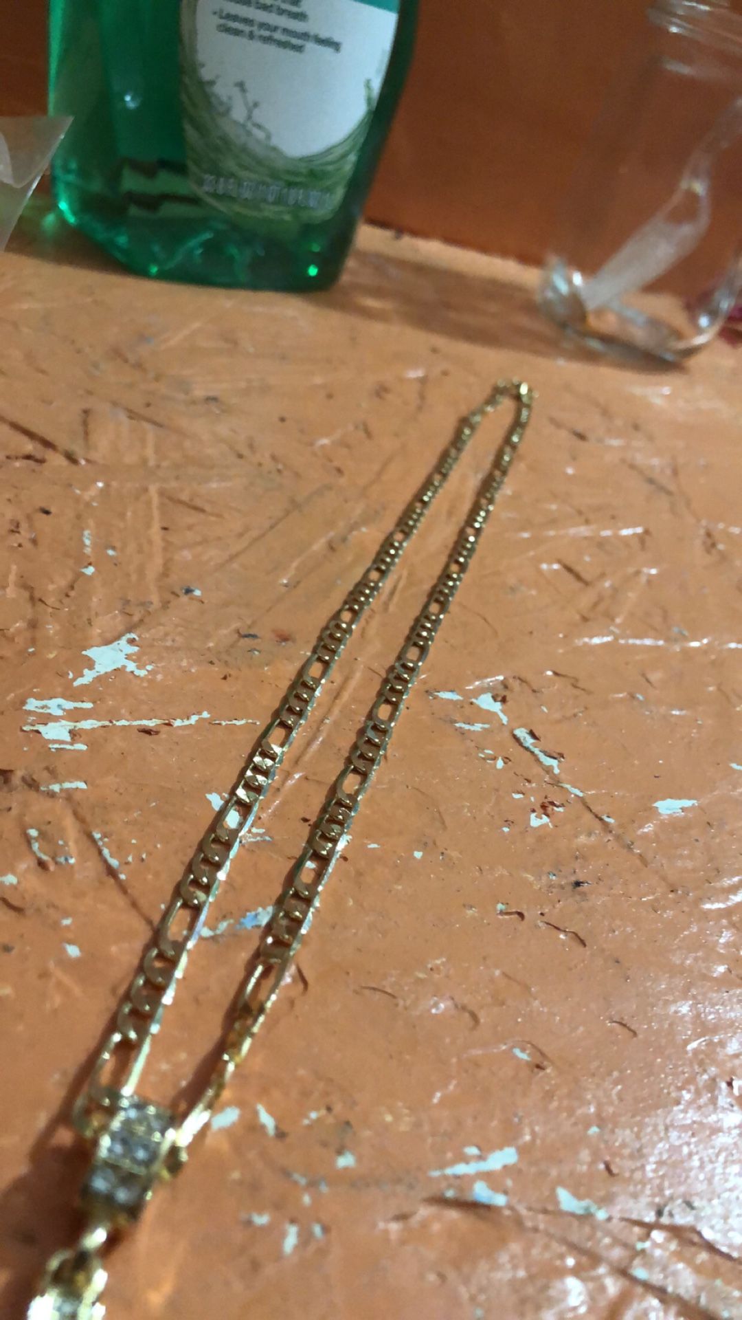 10k Gold Fígaro Chain Wit Cross Pendant