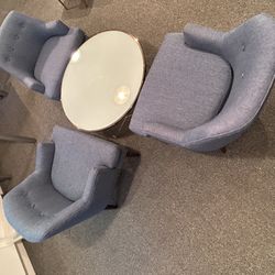 Round Coffee Table Set - Space Saving Furniture Round Table with 3 Chairs 