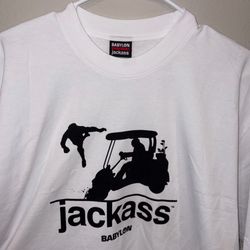 Jackass x Babylon T Shirt - Golf Cart White Tee - SIZE L