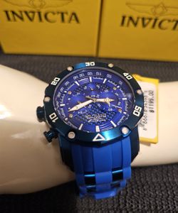 NEW MEN'S LUXURY SPORTY NICE BLUE TONE 50mm FACE 100% AUTHENTIC INVICTA CHRONOGRAPH WATCH.