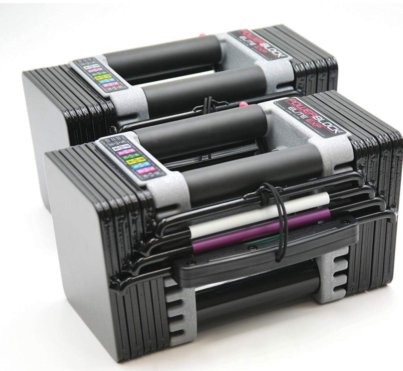 PowerBlock Elite EXP Adjustable Dumbbells, All-in-One Dumbbells, Stage 1, 5-50 lb