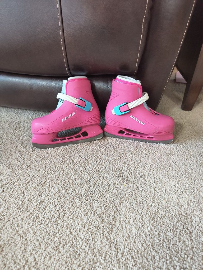 Bauer Pink Toddler Size 10/11 Girls Ice Skates