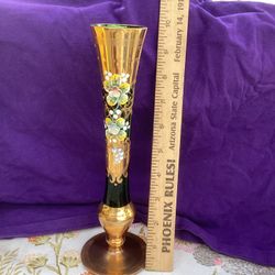 Vintage Green Glass Bud Vase