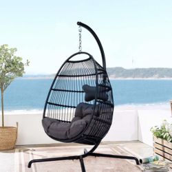 Garden Patio Rattan Single Foldable Hanging Chair