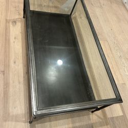 Crate and barrel, metal and glass coffee table