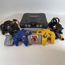 Nintendo 64 Console Bundle: 3 Controllers, OEM Cables, Authentic Pokemon Snap