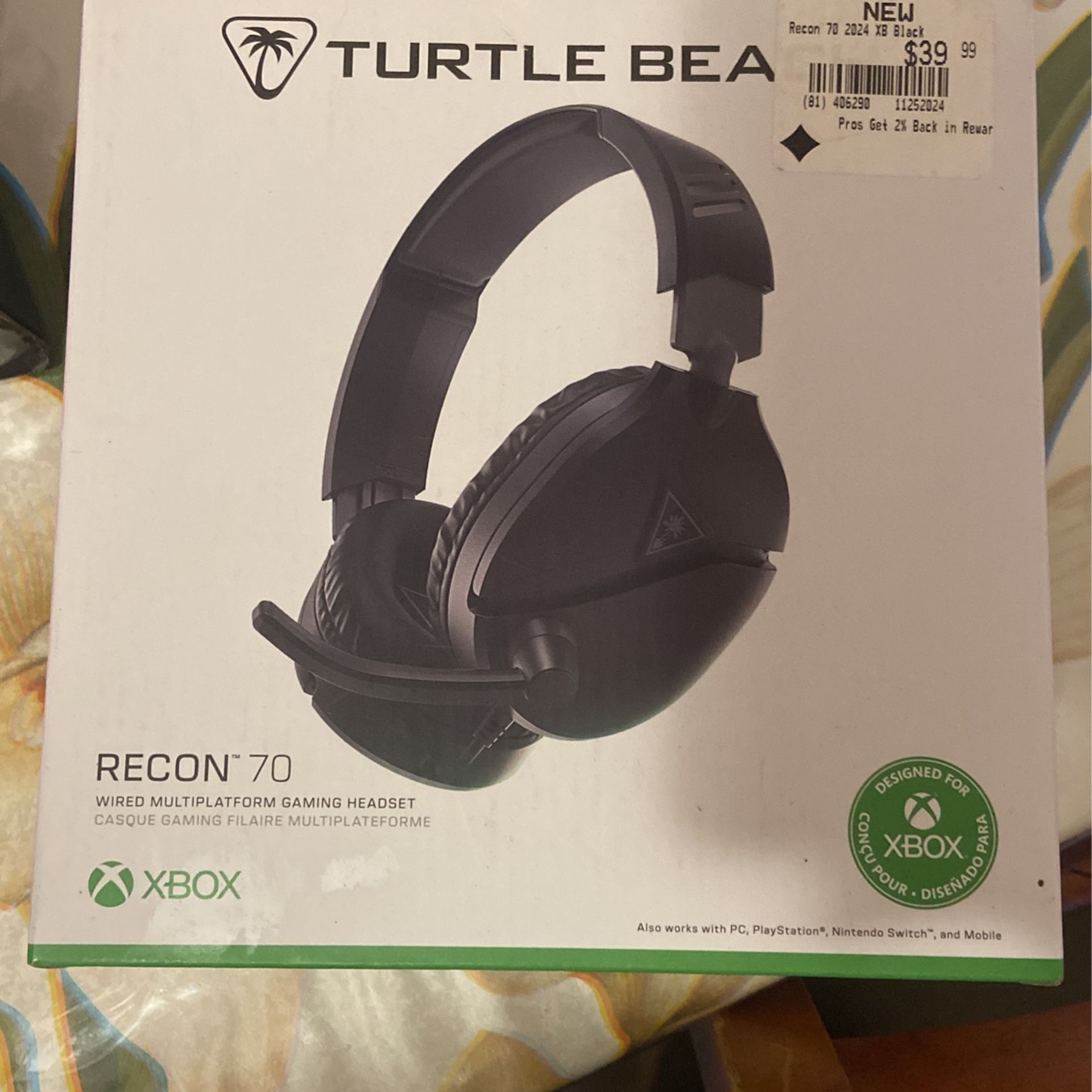 Turtle Beach Recon 70 Wired Headset for Xbox/PlayStation/Nintendo Switch/PC - Black