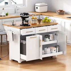 Rolling Kitchen Island with plug outlets
