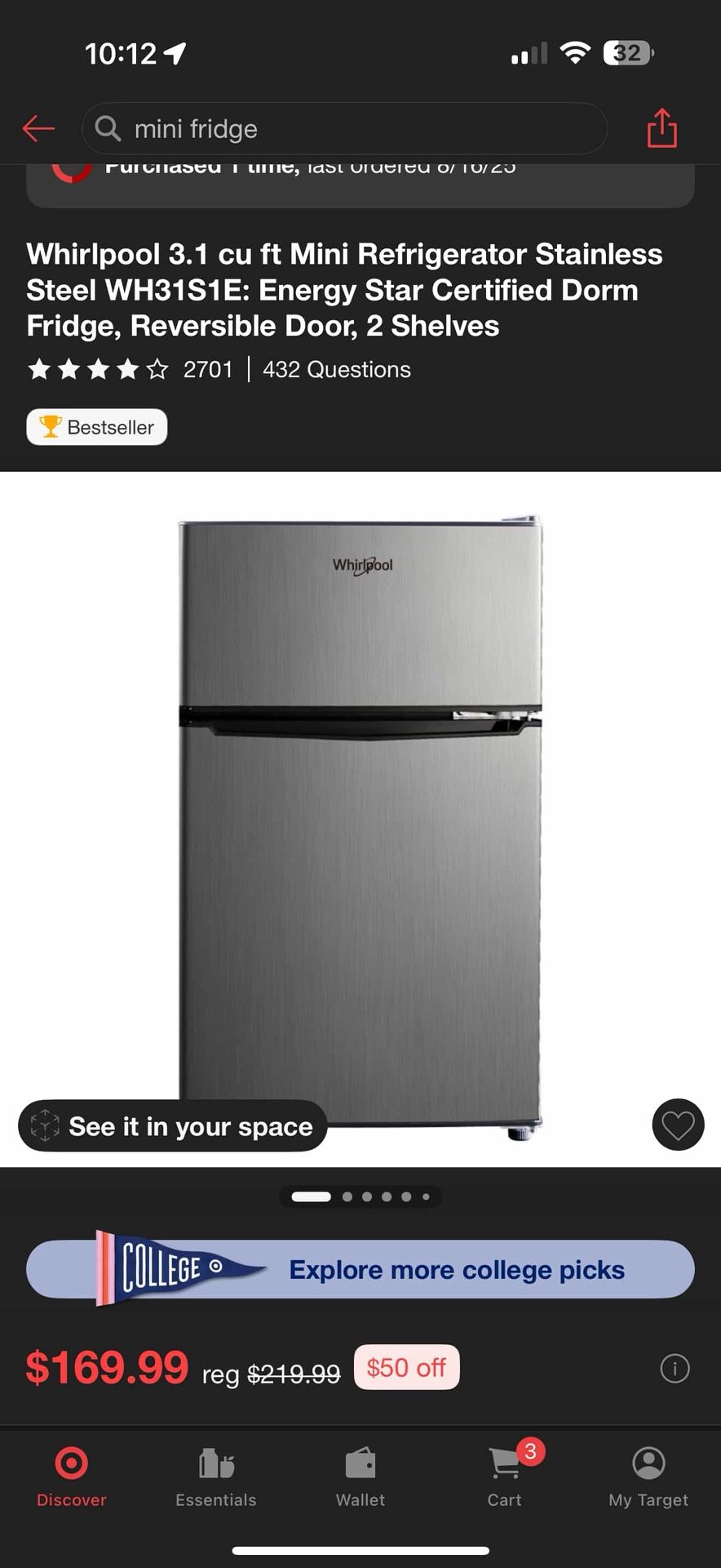 Brand New And Unopened Target Whirlpool Mini Fridge 