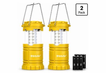 2 Pack LED Camping Lanterns Battery Powered Water Resistant Emergency Lights