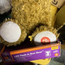 New. Creepy Peek A Boo Bear. Lights/Talking