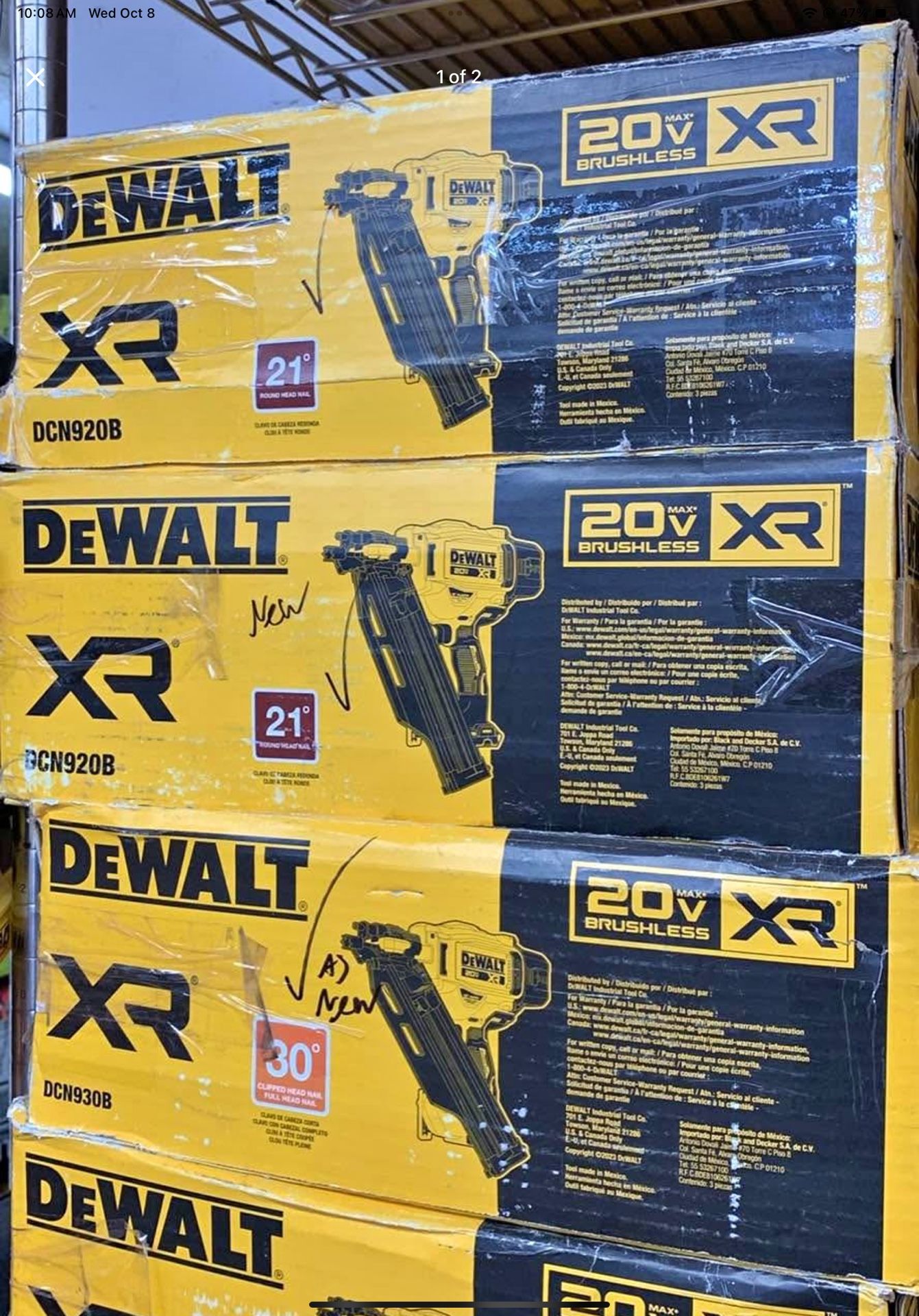 Dewalt 20v Cordless Framing Nailer Tool Only Each $280