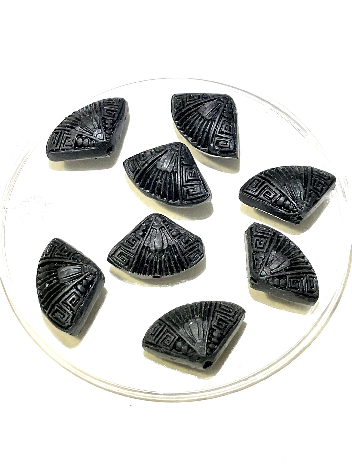 Lot Of Carved Black Cinnabar Beads