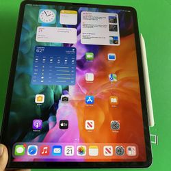 256GB Apple IPad Pro 12.9” 4th Generation (2020 Model/ Face ID/Liquid Retina ) WiFi + cellular (LTE/Unlocked) with Accessories(Apple pencil supported)