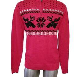 NWT CHAPS COTTON MOOSE  1/4" ZIPPER SWEATER MEN SIZE LARGE **PRICE IS FIRM**