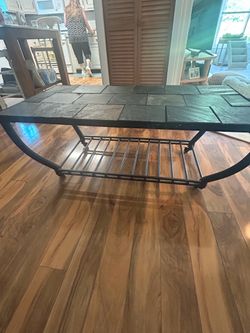 Coffee Table (slate top) with Rolling Casters
