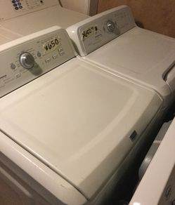 Maytag no agitator washer and dryer set/ 90 day warranty/ free delivery and installation