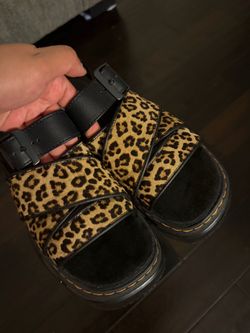 Dr. Martens Mattison Light Tan Mini Leopard Slides