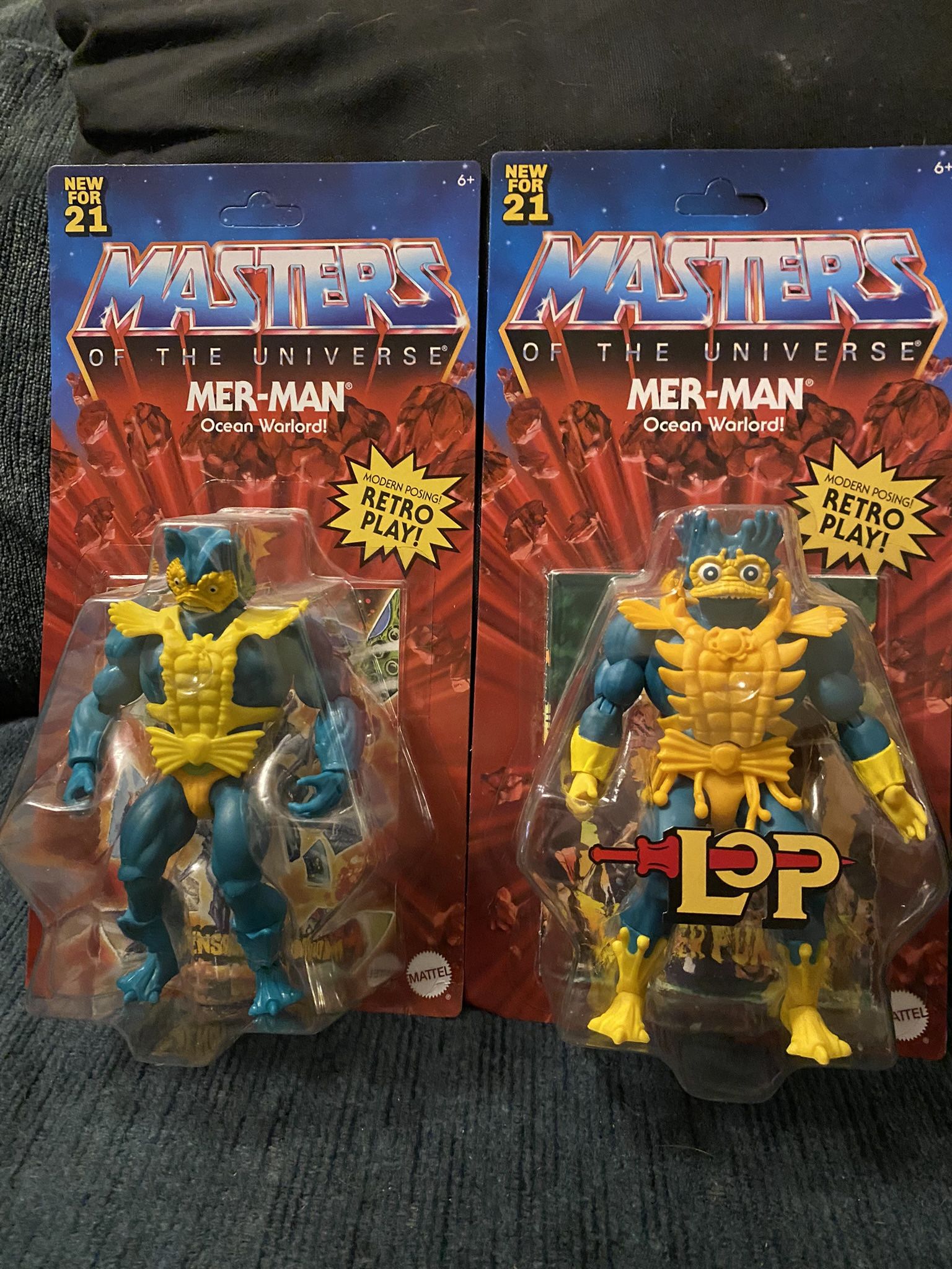 MOTU Origins Orignal Merman and LOP Merman Figures Unpunched Cards