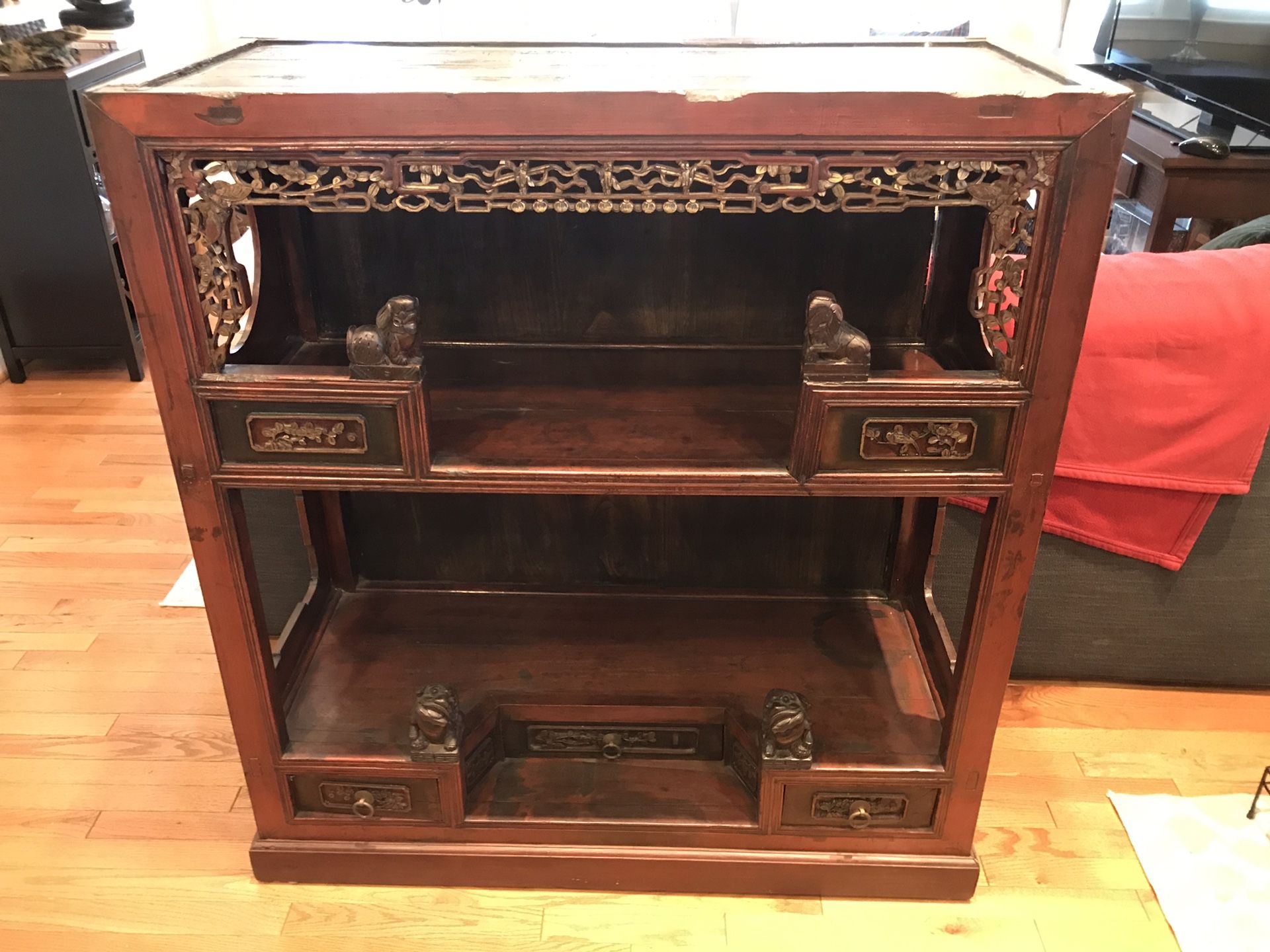 100 yr old Artisan Handmade Chinese Bar Shelf