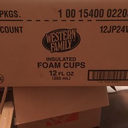 Insulated Foam Cups 12z $10