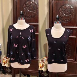 Butterfly Top And Cardigan Set