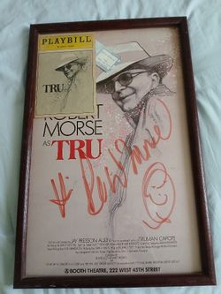 Signed Poster By Actor Robert Morse From The Play Tru About Truman Capote 