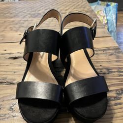 Black Strapy Platform Wedges Size 6.5