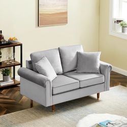 Brand new Velvet Sofa Couch with 2 Pillows, Modern Loveseat Sofa with Wood Legs
