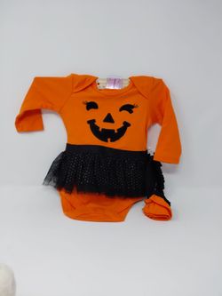 Baby Halloween Pumpkin Tutu Bodysuit