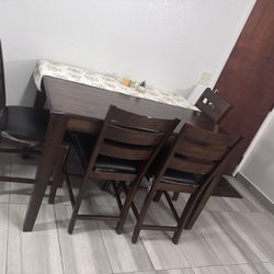 Wooden Dining Table With 4 Chairs