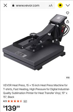 VEVOR Heat Press, 15 x 15 inch Heat Press Machine for T-shirts, Fast Heating, High Pressure for Digital Industrial-Quality Sublimation Printer for Hea