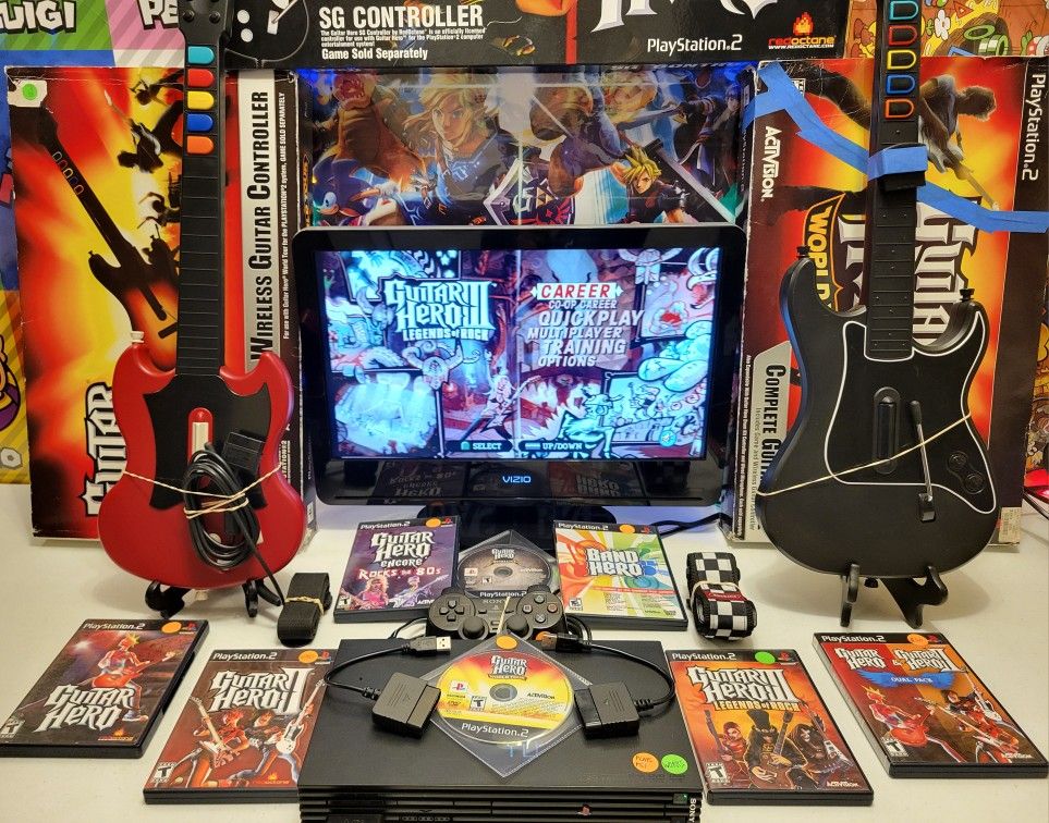 🔥Retro PS2 Guitar Hero Video Game Wired Wireless Dongle Metallica World Tour🔥