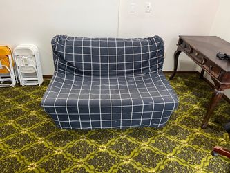 Navy Grid Bean Bag foldable couch