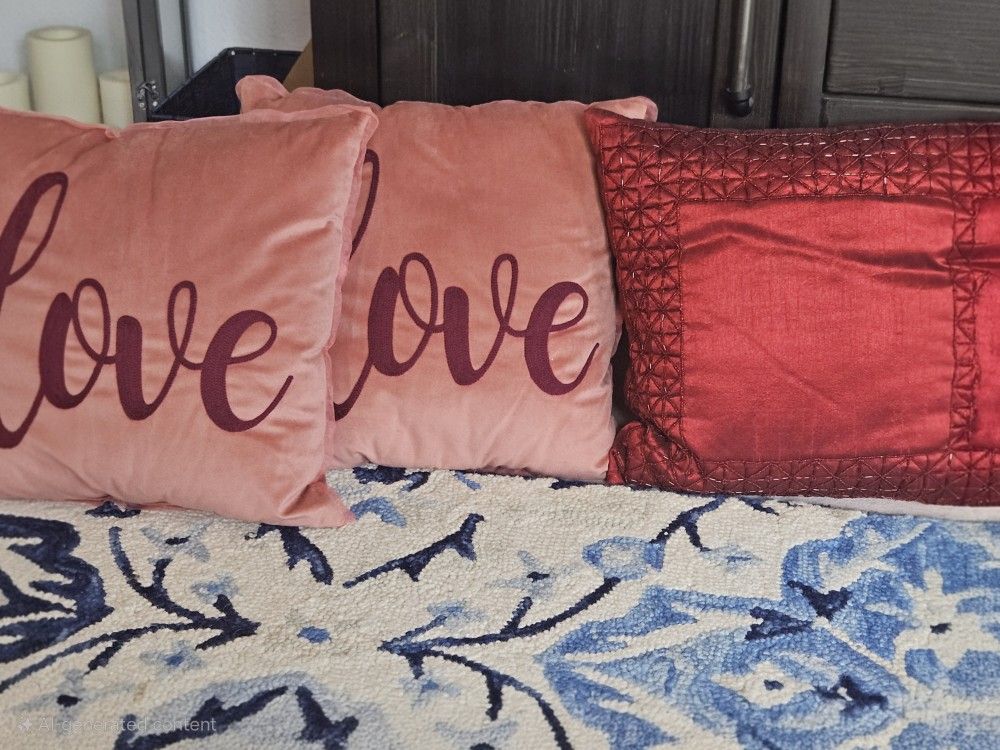 Velvet Love Pillows With Silk Beaded Pillow
