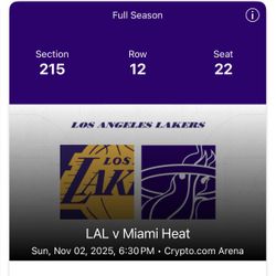 NBA 2 TICKETS LAKERS VS HEAT