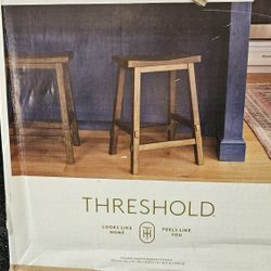 Halifax Farmhouse Wood Counter Height Barstool Threshold