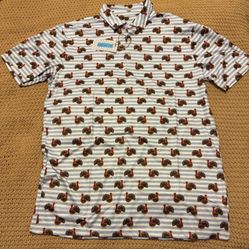 Proud Ninety Men’s Medium Golf Shirt, NWT, Thanksgiving Theme