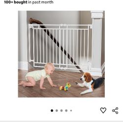 Grownsy Baby Gate for Stairs- No Bottom Bar, Adjustable Width 32” to 48” for Child and Pet, Dog Gate with Auto-Close & One-Hand Operation, Screw-in 