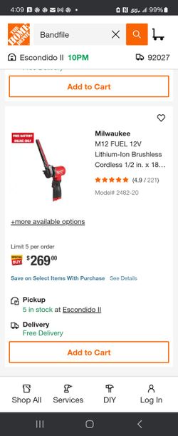 $269 Retail Value Milwaukee Beltfile - Cordless M12 - Tool Only