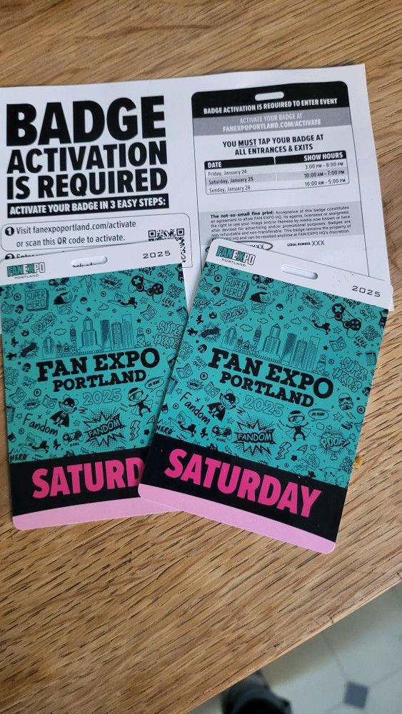 Two Tickets To PORTLAND Fan Expo- Next Weekend